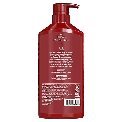 Old Spice Fiji 2-in-1 Shampoo and Conditioner Set for Men, Coconut & Tropical Wood Scent, Get Up To 80% Fuller-Looking Hair, Barbershop Quality, Fresh & Clean Hair, 21.9 Fl Oz Each, 2 Pack