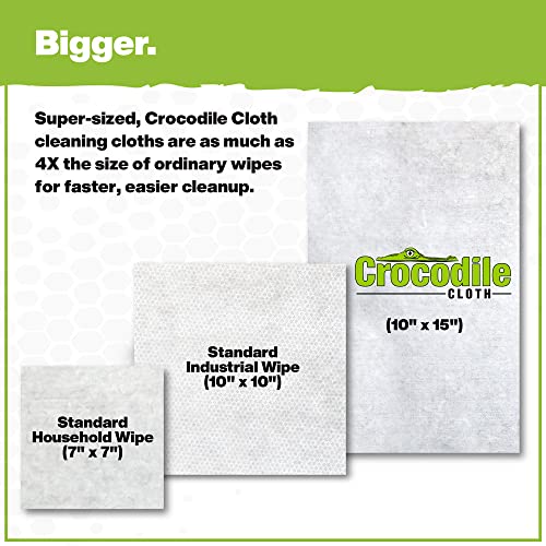 Crocodile Cloth Power Scrub - 6 pack. 480 (15" x 10") Heavy Duty Cleaning Wipes. Safe on Skin & Multiple Surfaces. Infused with Aloe & Vitamin E. Textured, Large, Pre-Moistened & Absorbent.