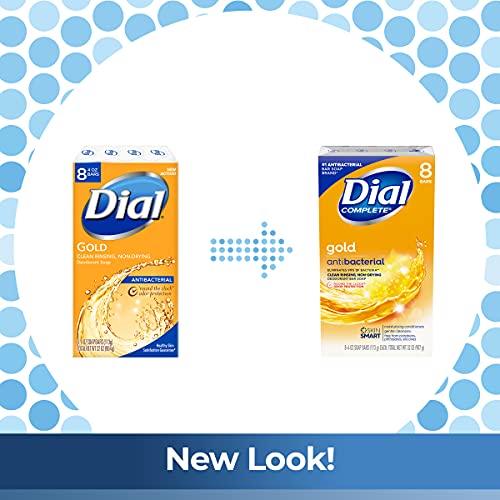 Dial Antibacterial Deodorant Bar Soap, Advanced Clean, Gold, 4 Oz, 32 Bars