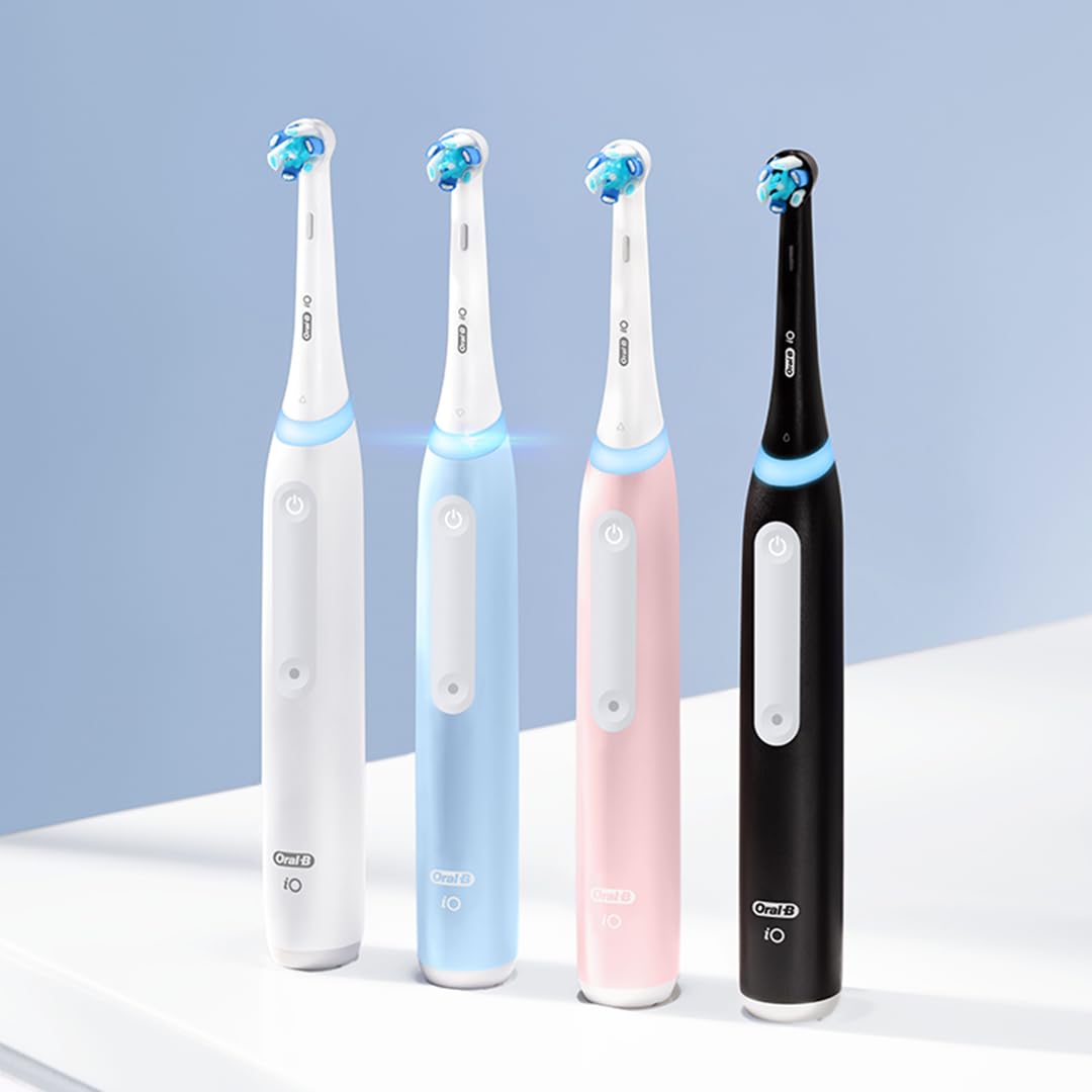Oral-B iO Deep Clean Rechargeable Electric Powered Toothbrush, White with iO Series 3 Limited, 2 Brush Heads and Travel Case - Pressure Sensor to Protect Gums - 3 Cleaning Settings - 2 Minute Timer