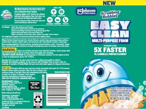 Scrubbing Bubbles Easy Clean Foaming Multipurpose Bathroom Cleaner, Continuous Spray Bottle, Fast Acting Foam, 13.58 Ounce (Pack of 2)