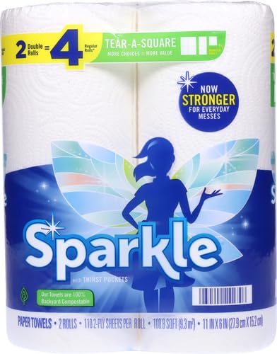 Sparkle® Tear-A-Square® Paper Towels, 2 Double Rolls : 4 Regular Rolls, 2 Count (Pack of 2)