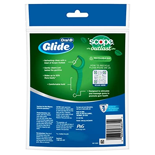 Oral-B Glide Complete Floss Picks, Dental Floss Picks, Scope Outlast, 75-ct, Toothpicks Floss Picks