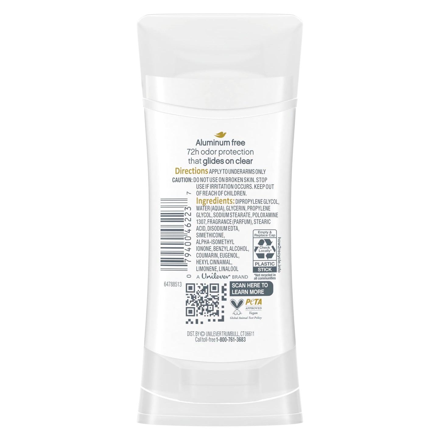 Dove Aluminum Free Deodorant for Women 3 Count Coconut and Pink Jasmine 72 hour odor protection 2.6 oz