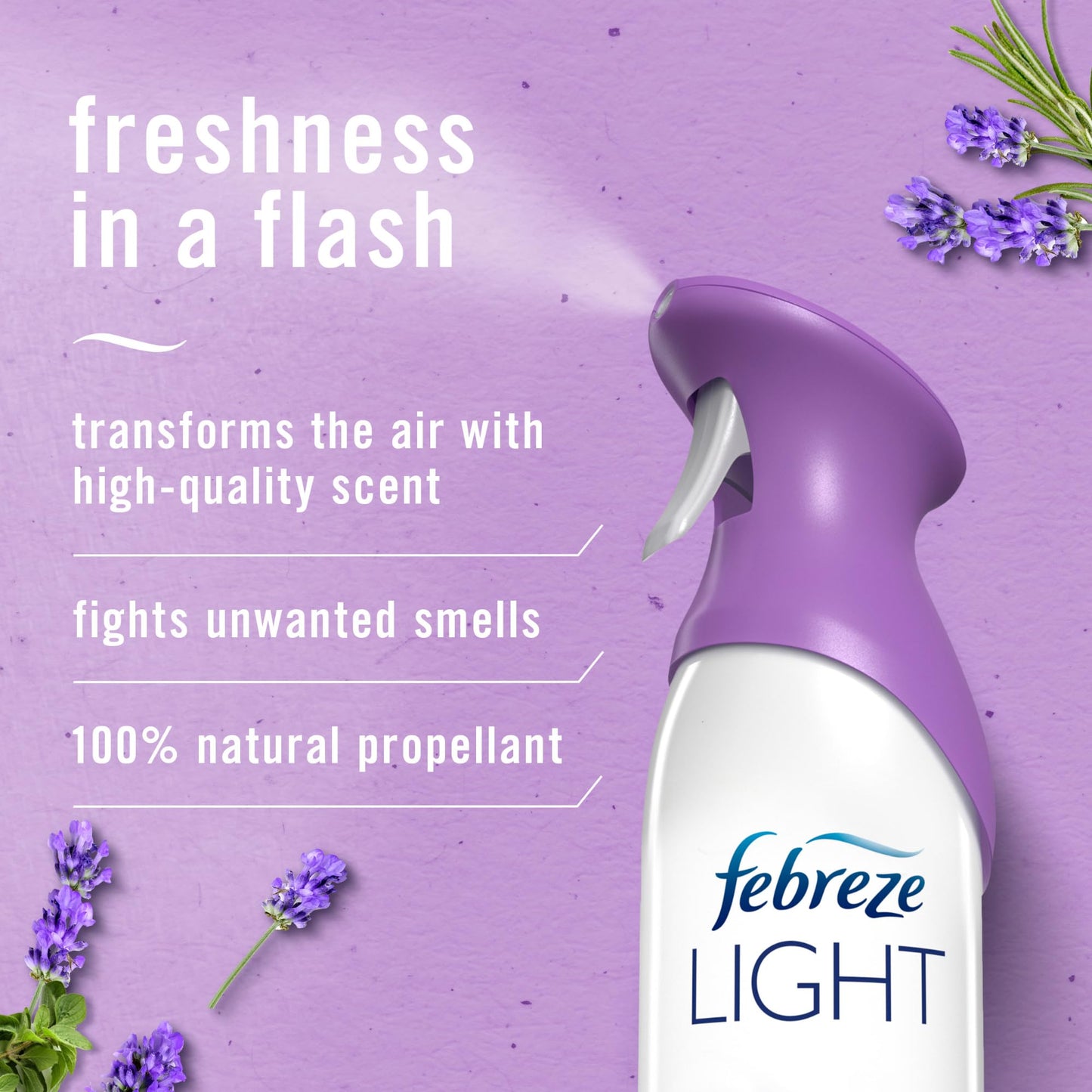 Febreze Air Mist Air Freshener Spray, Odor-Fighting Room Spray, Air Fresheners for Home and Bathroom and Kitchen, Aerosol Can, Light Lavender Scent, 8.8oz, 2 Count