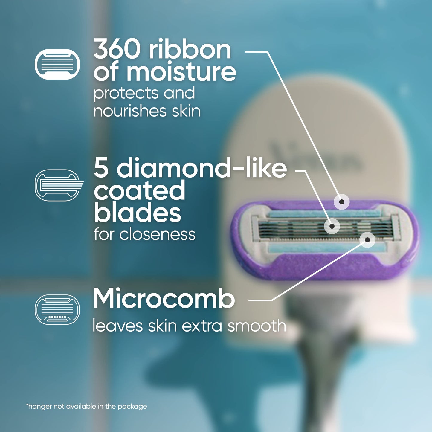 Gillette Venus Deluxe Smooth Swirl Womens Razor Blade Refills, 6 Count, Moisture Ribbon to Protect Against Irritation