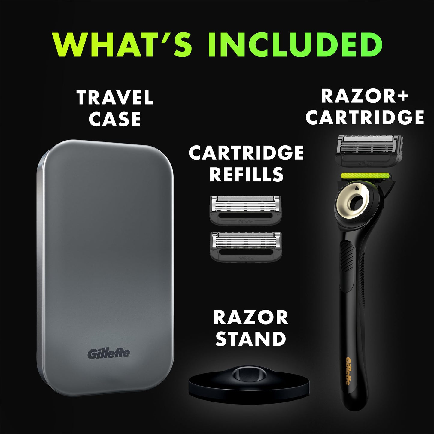 GilletteLabs with Exfoliating Bar by Gillette Mens Razor, 5 Bladed Razor, Closeness and Comfort, Includes Travel Case and Razor Stand, Handle + 3 Blade Refills