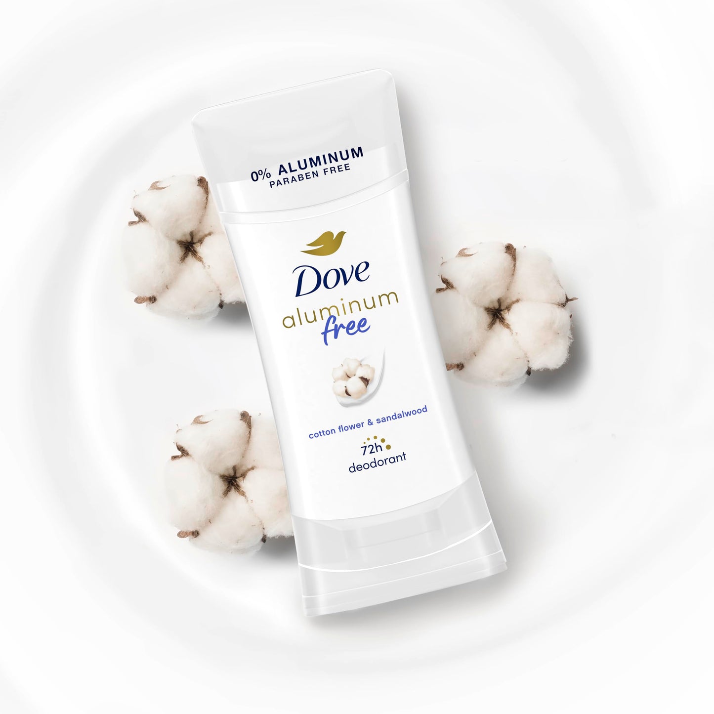Dove Aluminum Free Deodorant for Women 3 Count Cotton Flower & Sandalwood 72 hour odor protection 2.6 oz