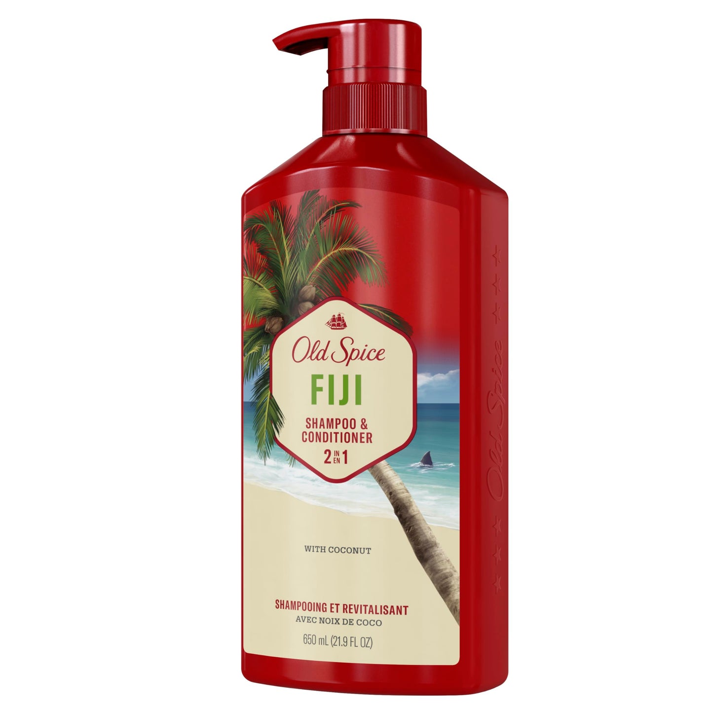 Old Spice Fiji 2-in-1 Shampoo and Conditioner Set for Men, Coconut & Tropical Wood Scent, Get Up To 80% Fuller-Looking Hair, Barbershop Quality, Fresh & Clean Hair, 21.9 Fl Oz Each, 2 Pack