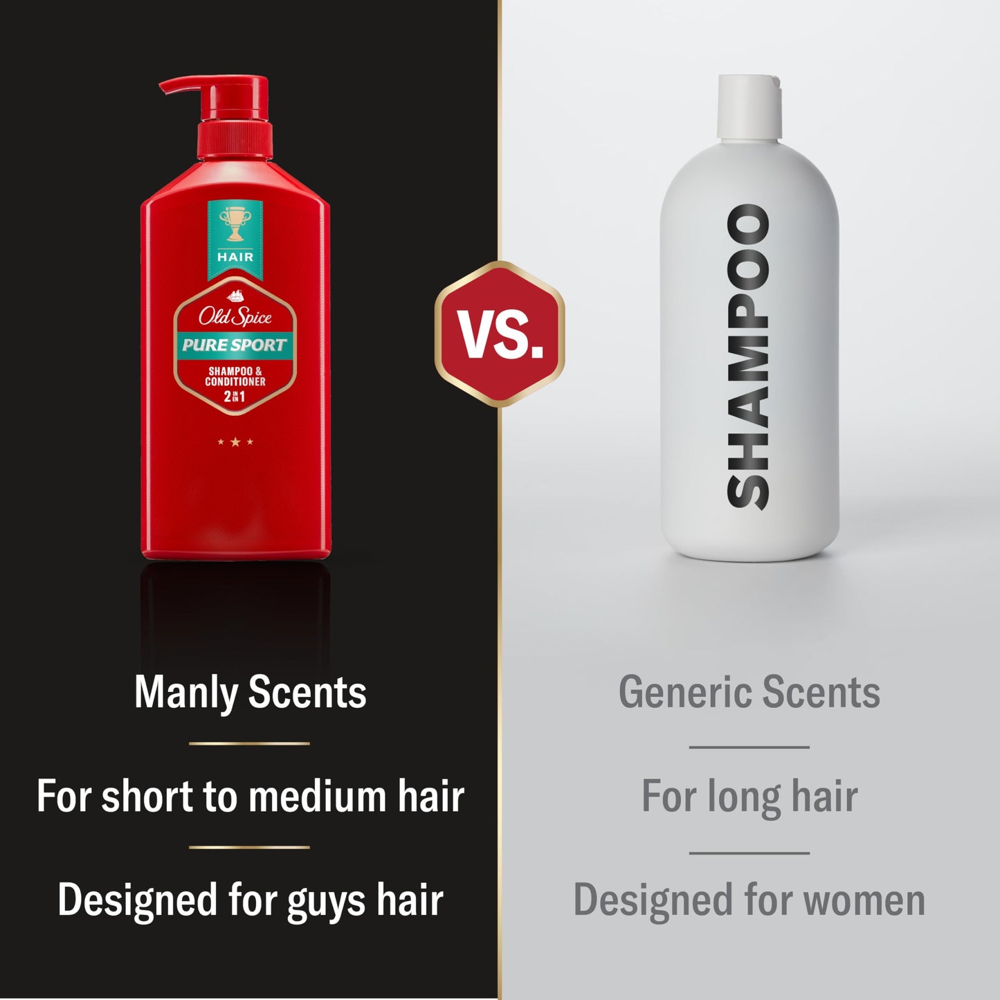 Old Spice Pure Sport 2in1 Shampoo and Conditioner for Men, Twin Pack, Lemon, 58.4 Fl Oz