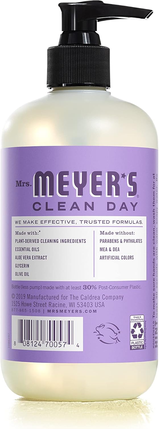 MRS. MEYER'S CLEAN DAY Liquid Hand Soap, Lilac Scent, 12.5 Ounce Bottle (Pack of 3)