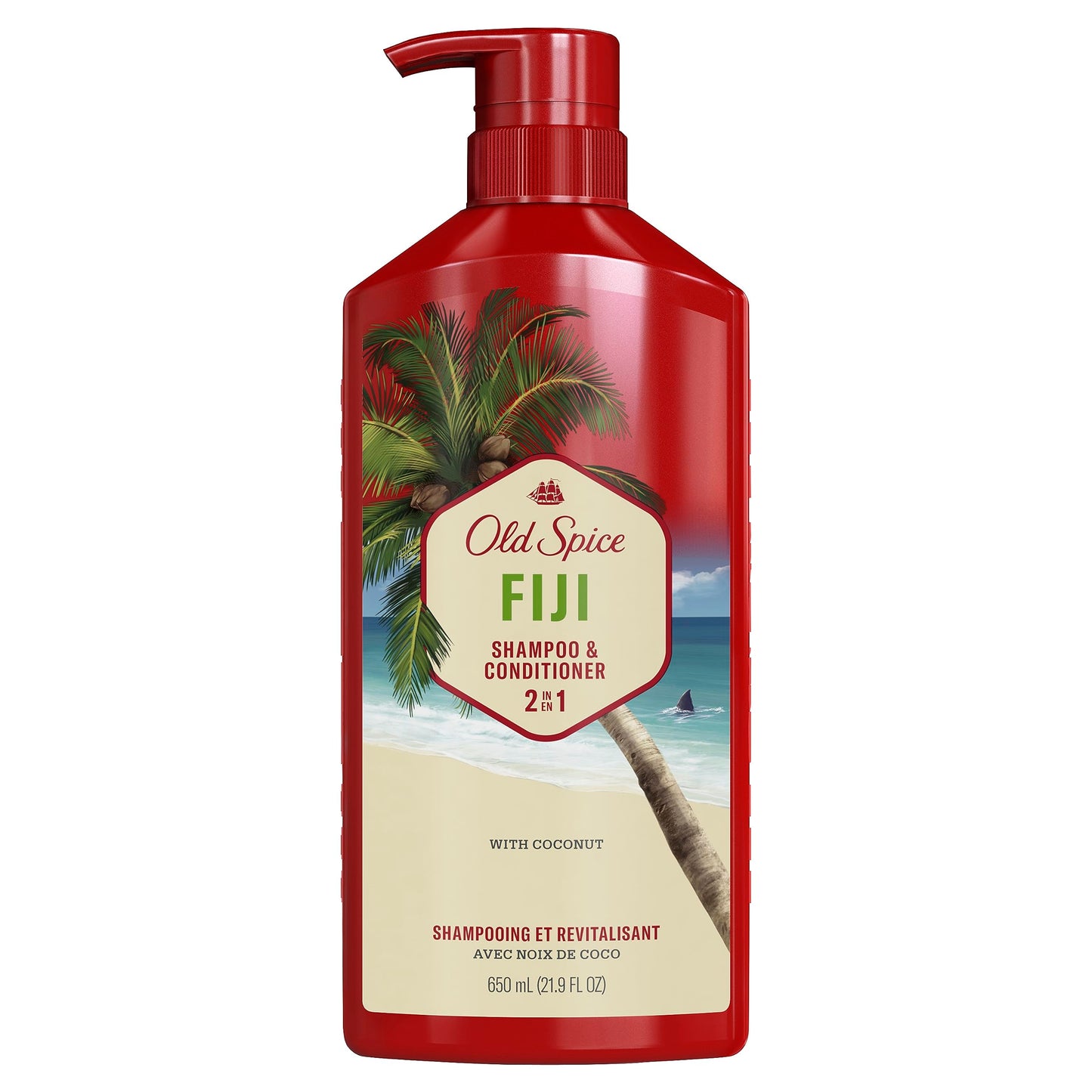 Old Spice Fiji 2-in-1 Shampoo and Conditioner Set for Men, Coconut & Tropical Wood Scent, Get Up To 80% Fuller-Looking Hair, Barbershop Quality, Fresh & Clean Hair, 21.9 Fl Oz Each, 2 Pack