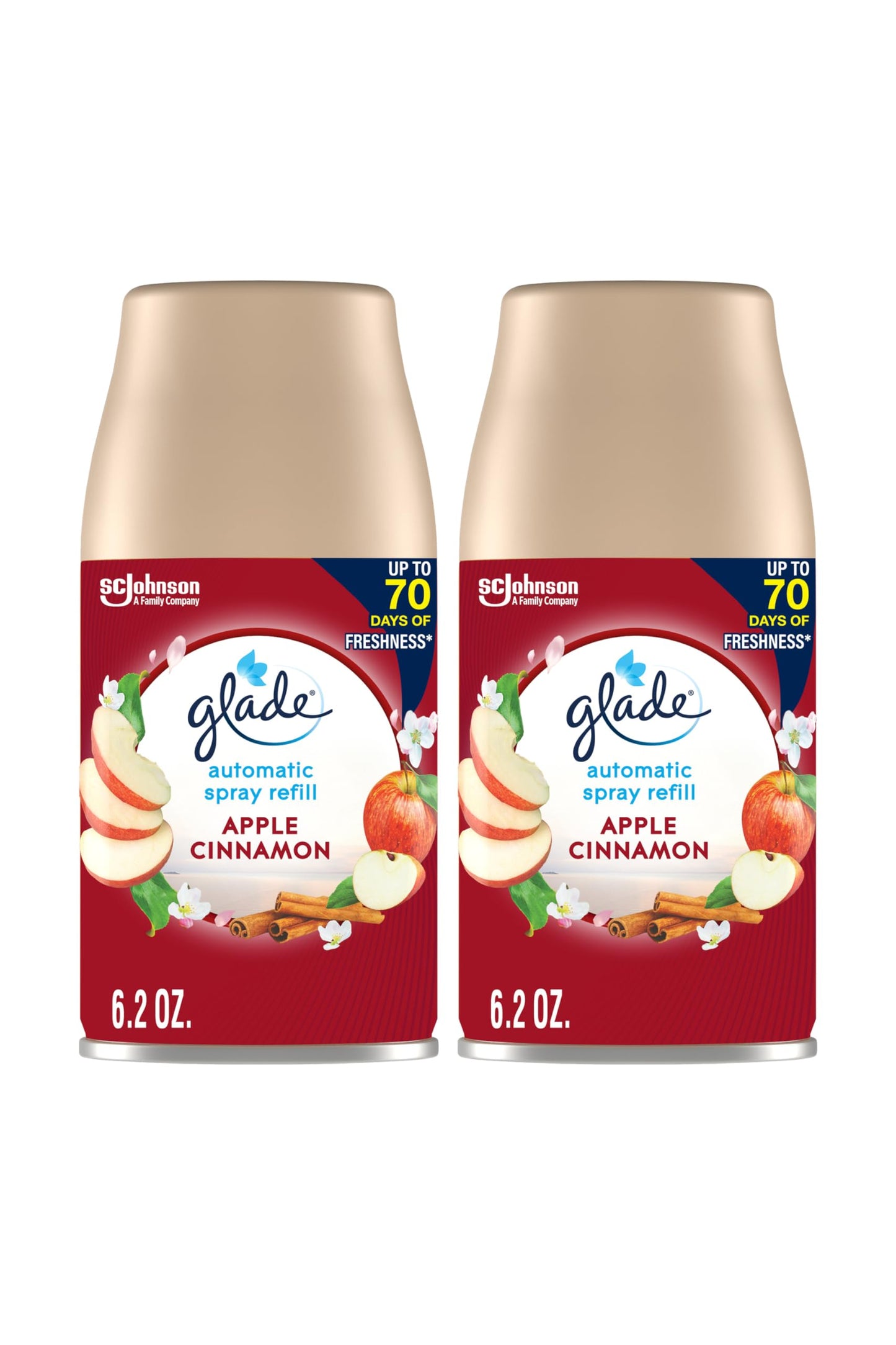 Glade Automatic Spray Refill, Apple Cinnamon, Scented Air Freshener for Home and Bathroom, 6.2 Oz, 2 Count