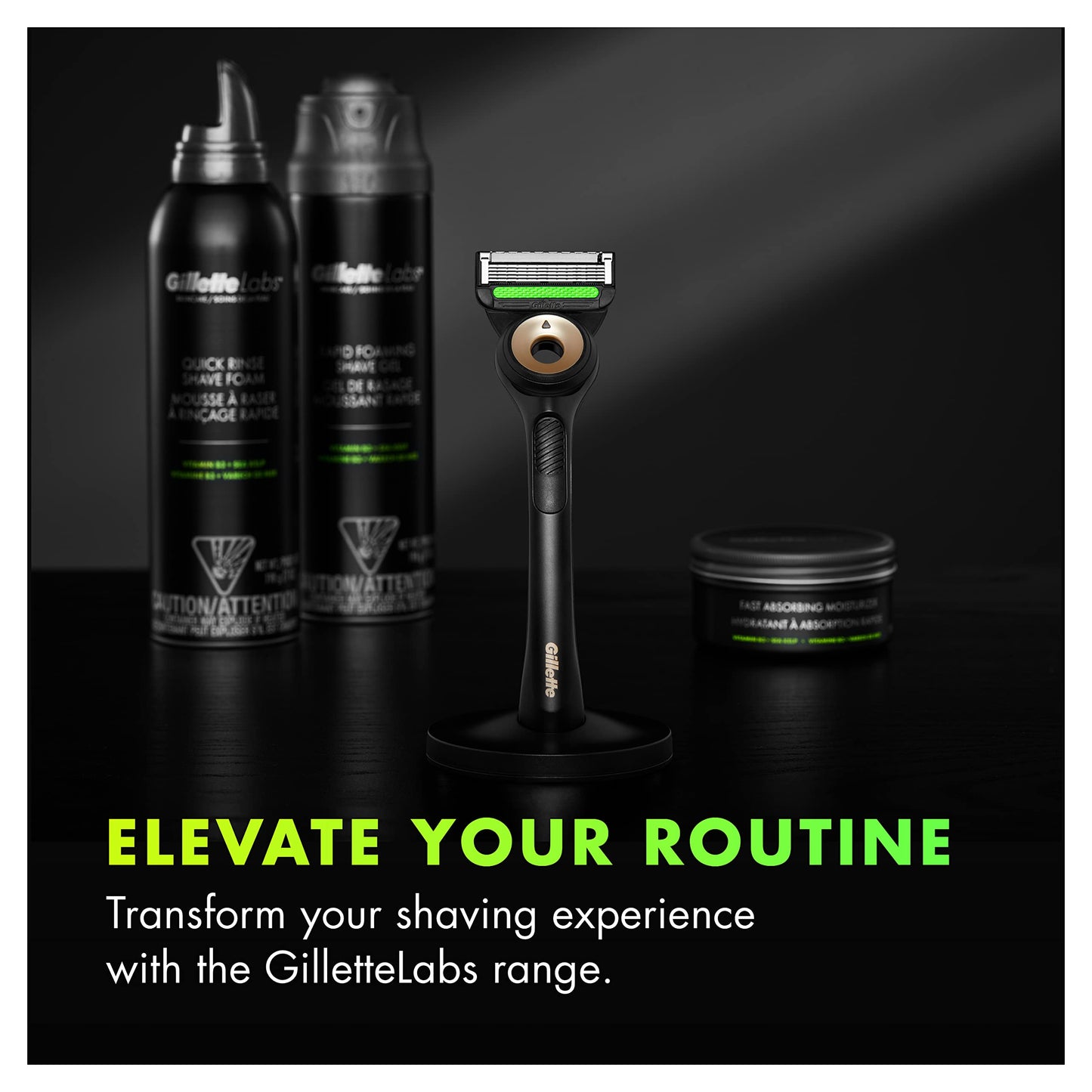 GilletteLabs with Exfoliating Bar by Gillette Mens Razor, 5 Bladed Razor, Closeness and Comfort, Includes Travel Case and Razor Stand, Handle + 3 Blade Refills