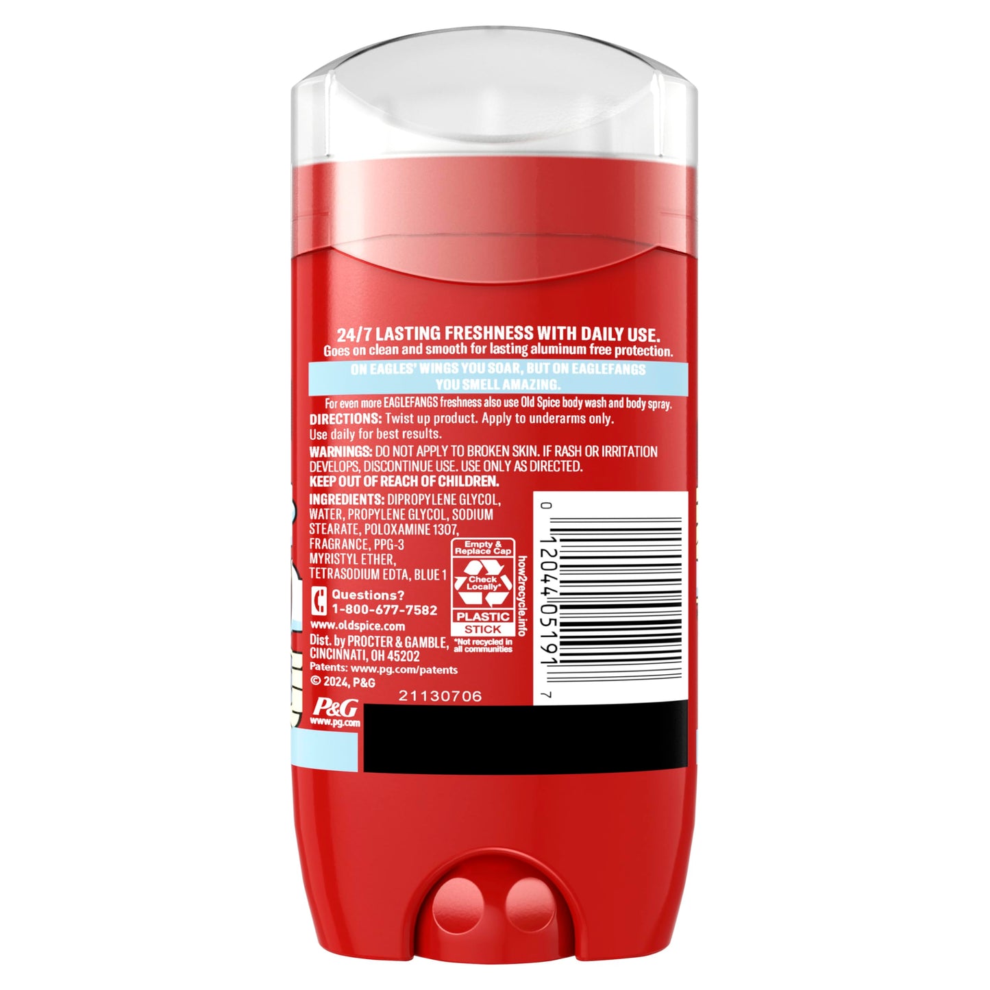 Old Spice Aluminum Free Deodorant for Men, 24/7 Odor Protection, 24/7 Freshness & Lasting Scent, Goes on Clear, Eaglefangs with Fresh Cloud Scent, 3.0 oz (Pack of 3)