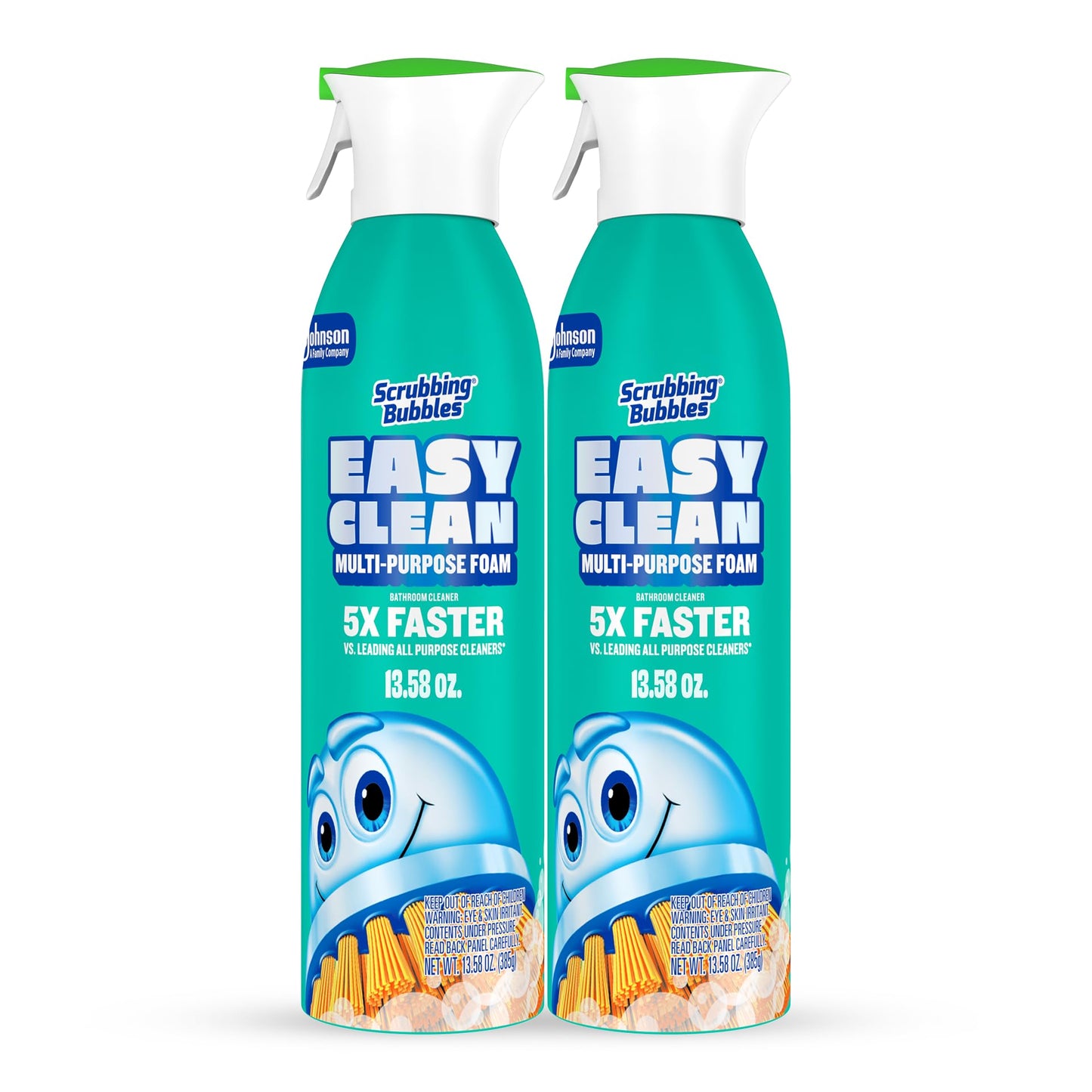 Scrubbing Bubbles Easy Clean Foaming Multipurpose Bathroom Cleaner, Continuous Spray Bottle, Fast Acting Foam, 13.58 Ounce (Pack of 2)