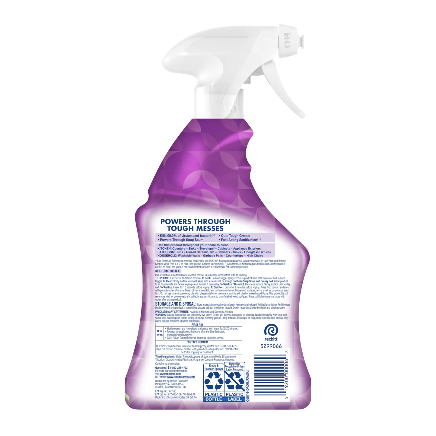 Lysol All Purpose Cleaner Spray, Multi-Purpose Disinfecting Spray, Kitchen & Bathroom Cleaner, Lavender & Cotton Blossom Scent, 32 Fl Oz