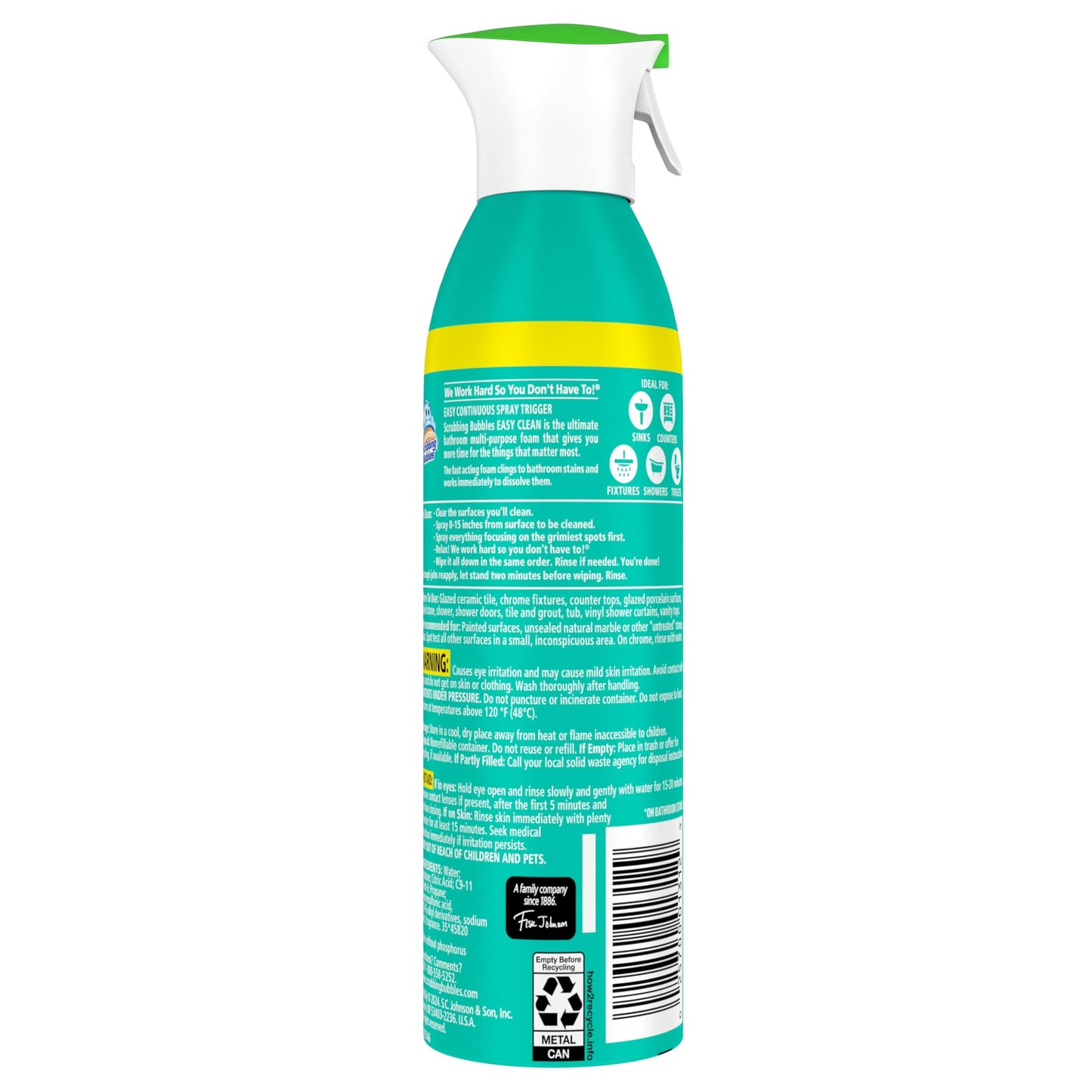Scrubbing Bubbles Easy Clean Foaming Multipurpose Bathroom Cleaner, Continuous Spray Bottle, Fast Acting Foam, 13.58 Ounce (Pack of 2)