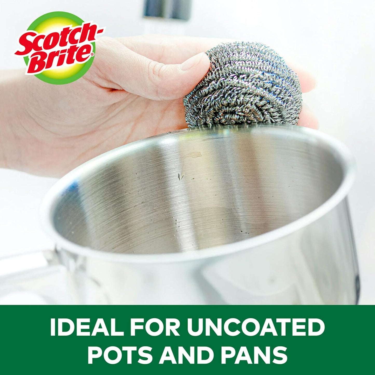 Scotch-Brite Stainless Steel Scrubber, Dish Scrubbers for Cleaning Kitchen and Household, Dishes, 3