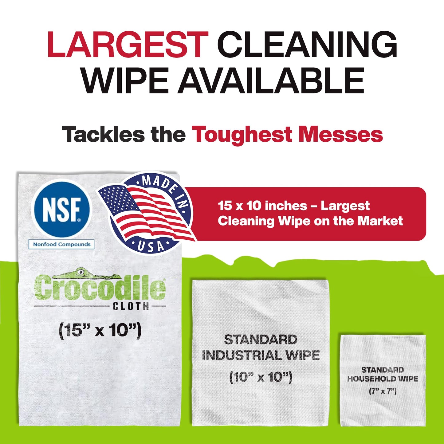 Crocodile Cloth PowerScrub - 80 Dual Surfaced Cloths, 10in X 15in. Large, Moist, Absorbent and Disposable Cleaning Cloths. Safe on Skin and Multiple Surfaces. (6500-080)