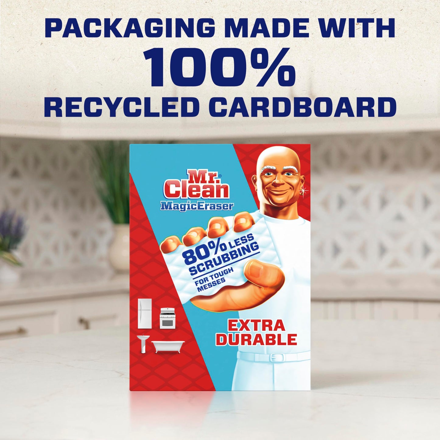 Mr. Clean Magic Eraser Extra Durable, Cleaning Pads with Durafoam, 4 count