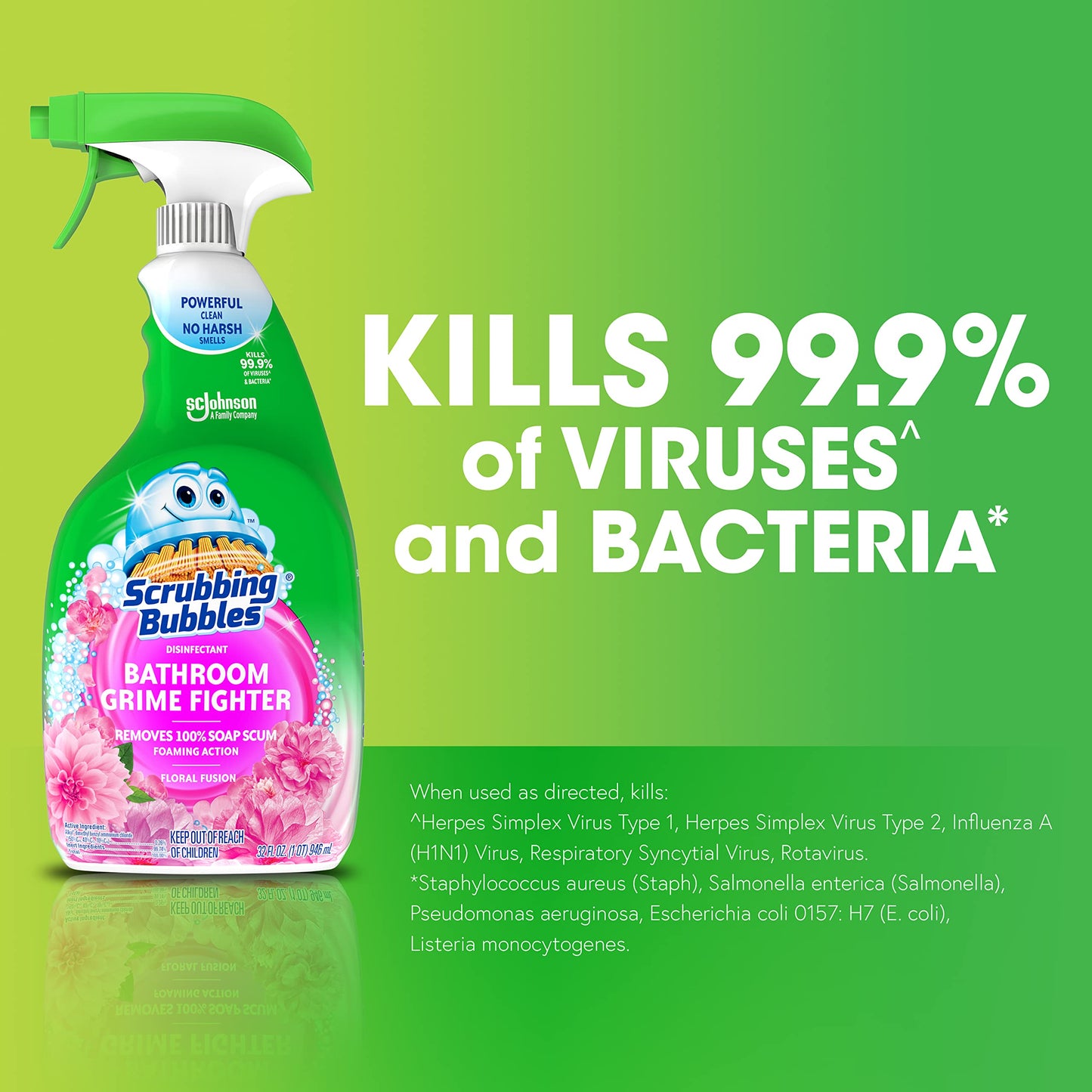 Scrubbing Bubble Bathroom Grime Fighter, Floral Fusion Scent, 32 oz Spray Bottle