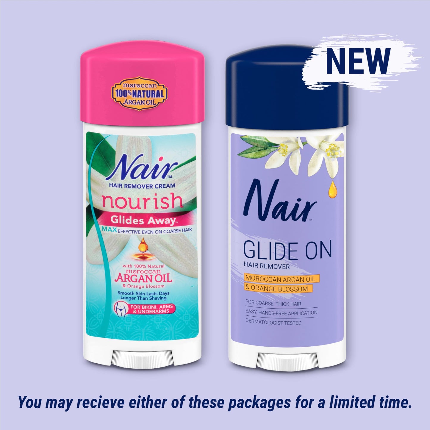 Nair Glide On Hair Removal Cream, Arm, Leg, and Bikini Hair Remover, Depilatory Cream, 3.3 Oz Stick