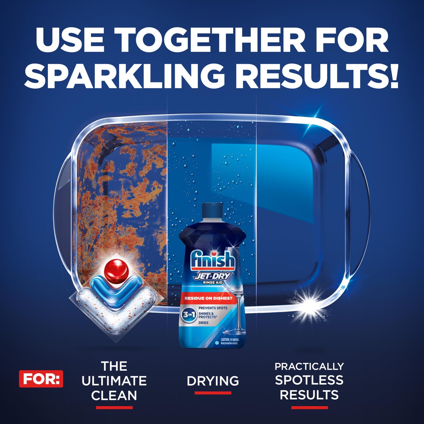 Finish Jet-Dry Dishwasher Rinse Aid, Compatible with Dishwasher Detergent, Prevents Spots & Residues, Dries, Shine & Protects, 8.45 oz, 80 Washes.