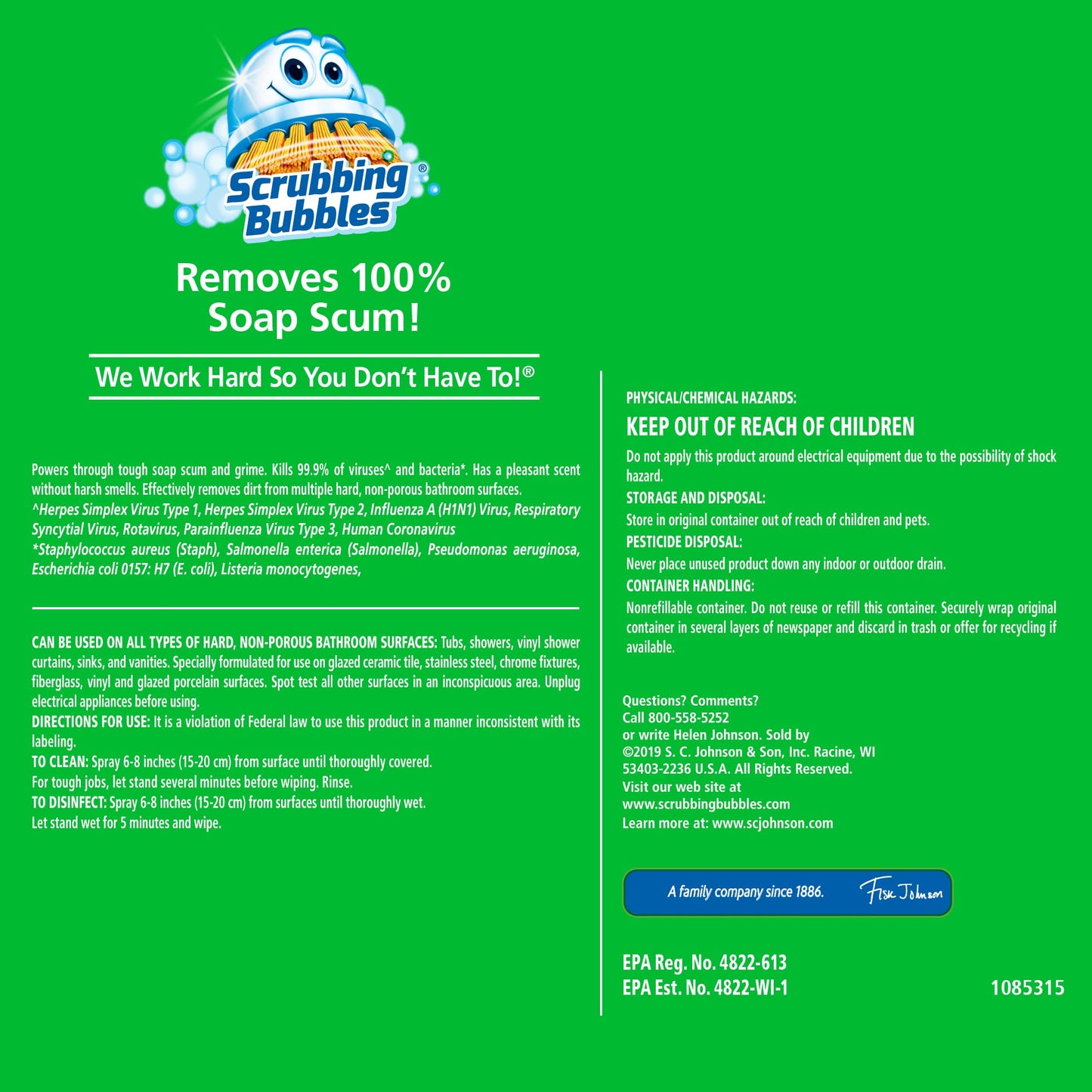 Scrubbing Bubble Bathroom Grime Fighter, Floral Fusion Scent, 32 oz Spray Bottle