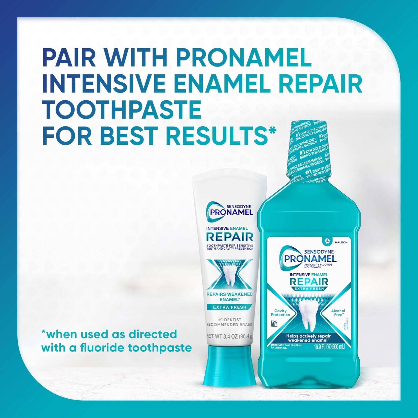 Sensodyne Pronamel Intensive Enamel Repair Alcohol-Free Mouthwash to Help Actively Repair Enamel and Protect Against Cavities, Extra Fresh, 3 x 16.9 fl oz