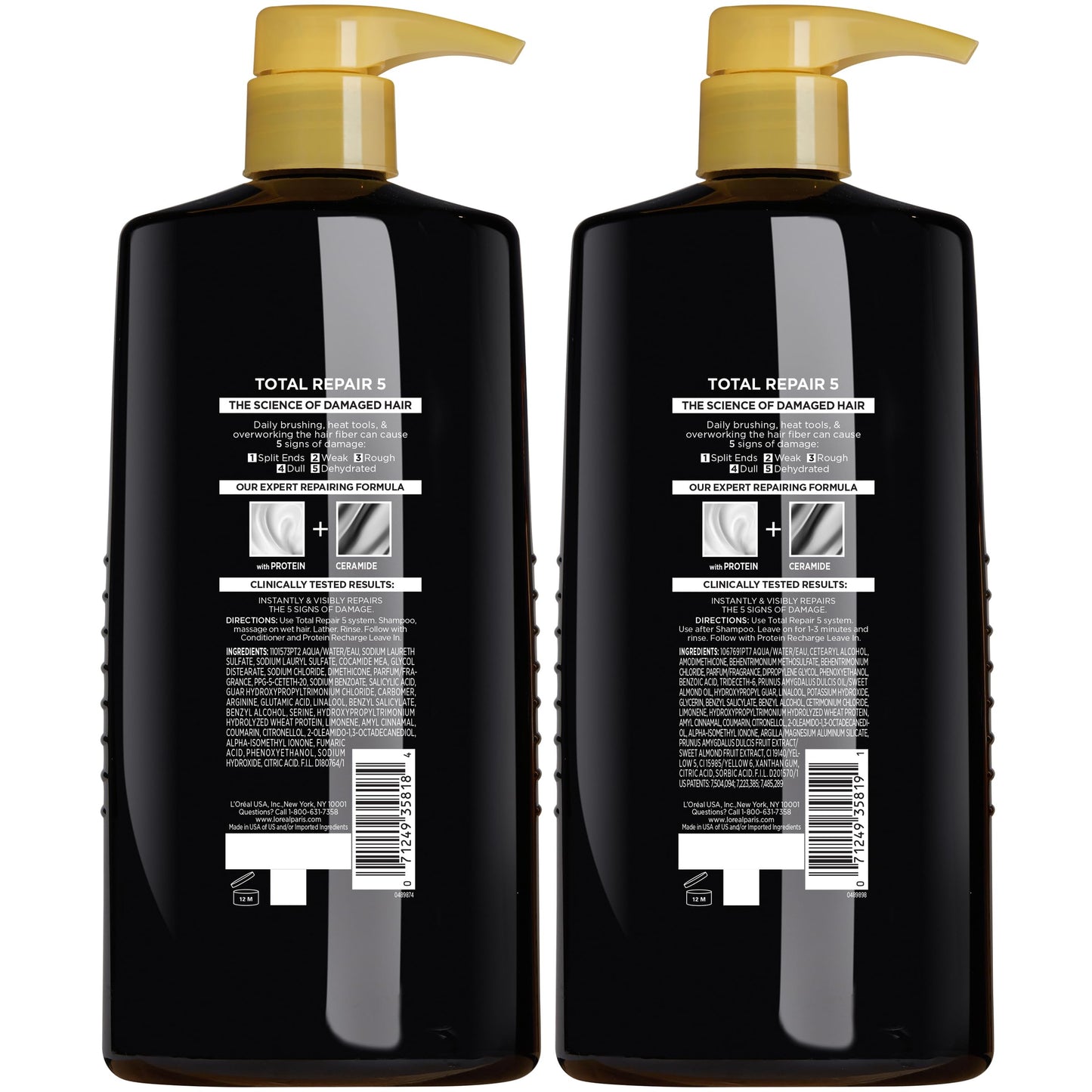 L'Oreal Paris Elvive Total Repair 5 Repairing Shampoo and Conditioner for Damaged Hair, 28 Ounce (Set of 2)