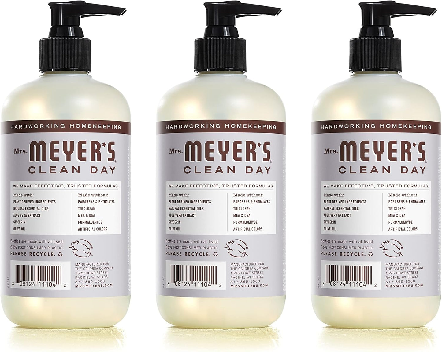 MRS. MEYER'S CLEAN DAY Hand Soap, Made with Essential Oils, Biodegradable Formula, Lavender, 12.5 fl. oz - Pack of 3