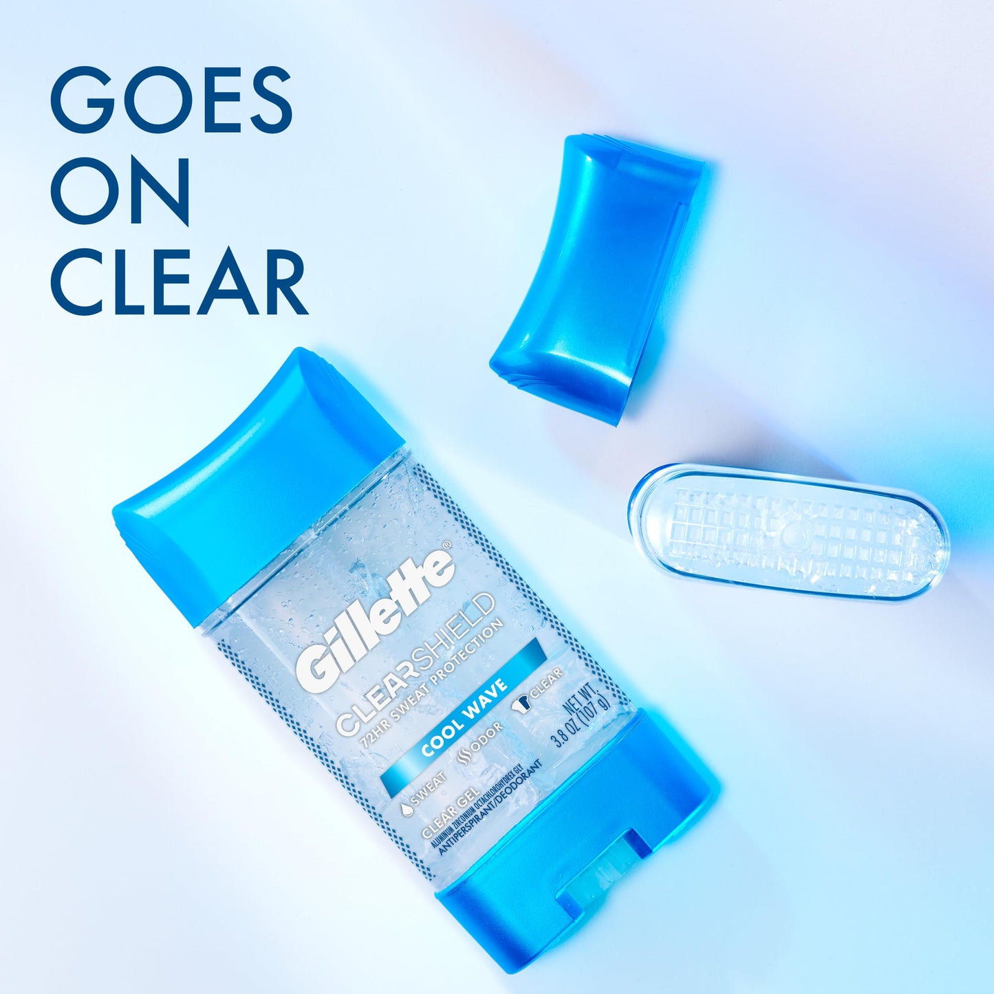 Gillette Antiperspirant and Deodorant for Men, 72hr Sweat & Odor Protection, Long Lasting Freshness, Anti-White Mark Technology, Clear Gel, Cool Wave Scent, 3.8 oz