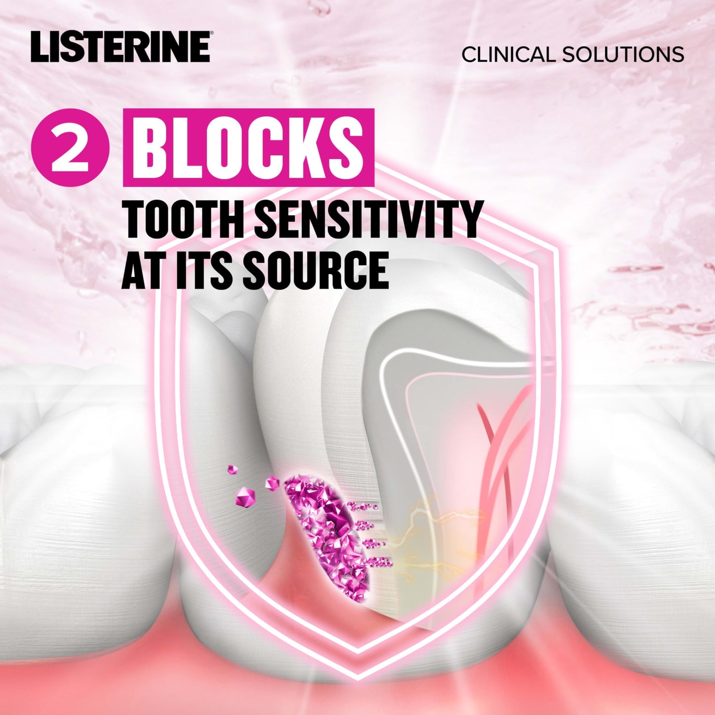 Listerine Clinical Solutions Sensitive Teeth Alcohol Free Mouthwash, Fresh Breath Dental Mouthwash Provides Protection & Relief from Tooth Sensitivity Pain, Daily Fresh Mint Oral Rinse, 500 mL