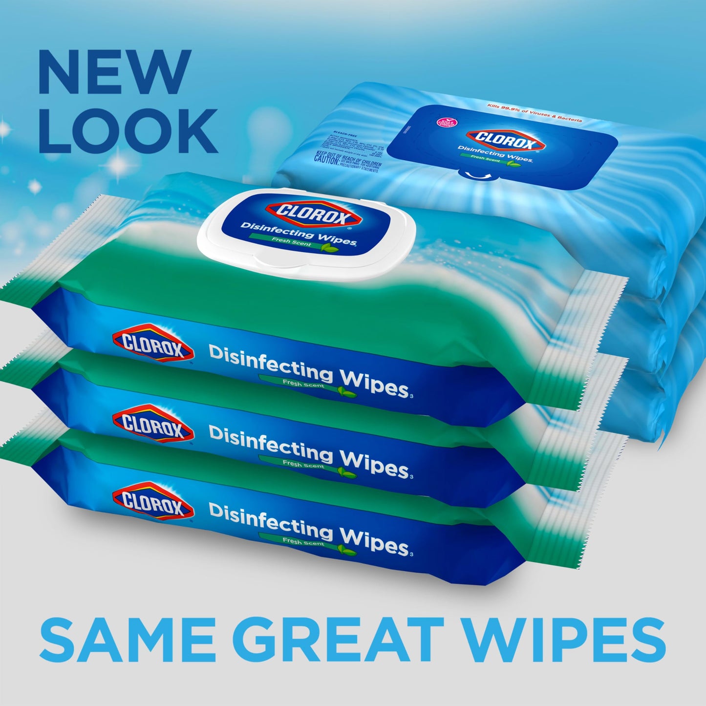 Clorox Disinfecting Wipes, Bleach Free, Household Essentials, Fresh Scent, Moisture Seal Lid, 75 Cleaning Wipes, Pack of 3 (New Packaging)