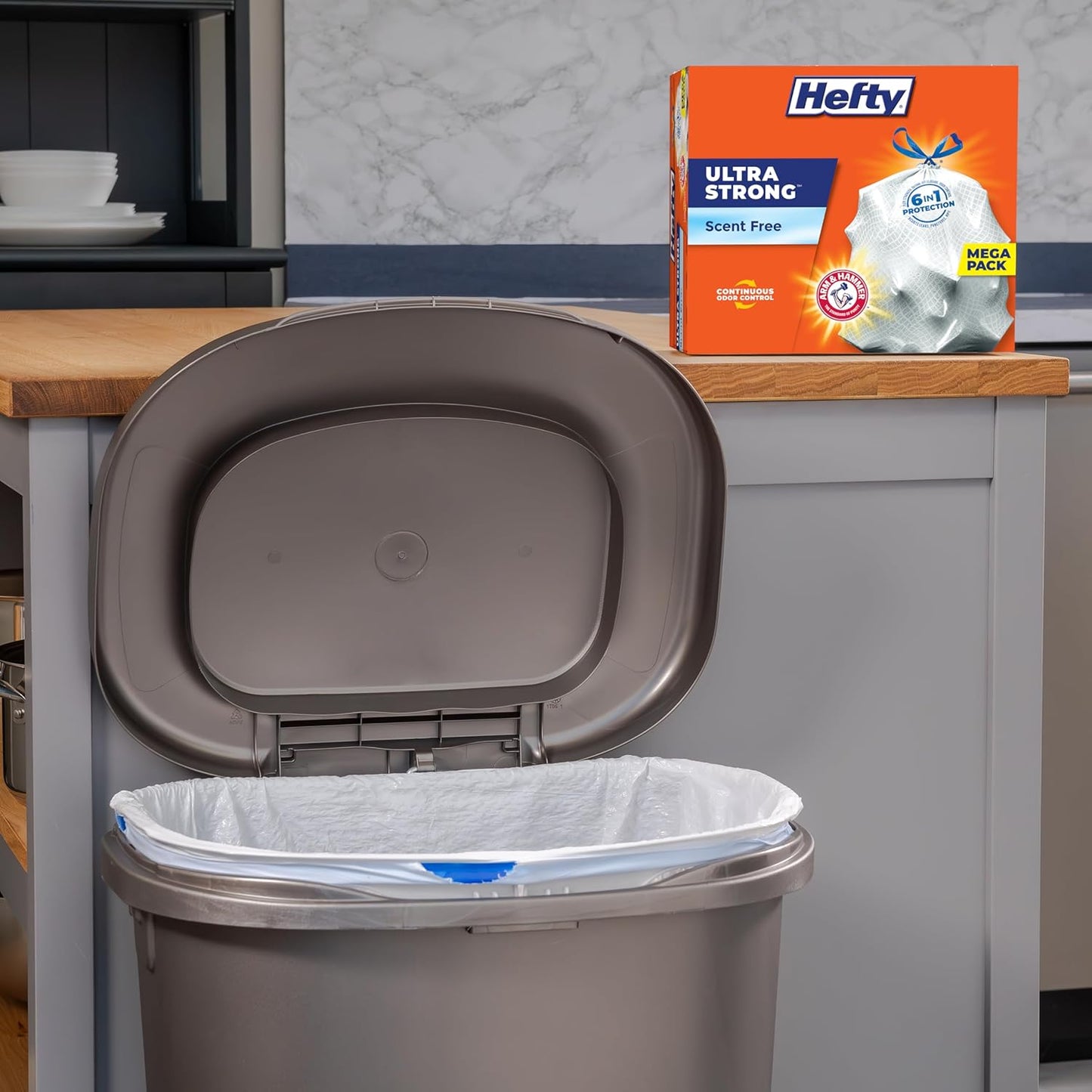 Hefty Ultra Strong Tall Kitchen Trash Bags, Unscented, 13 Gallon, 110 Count