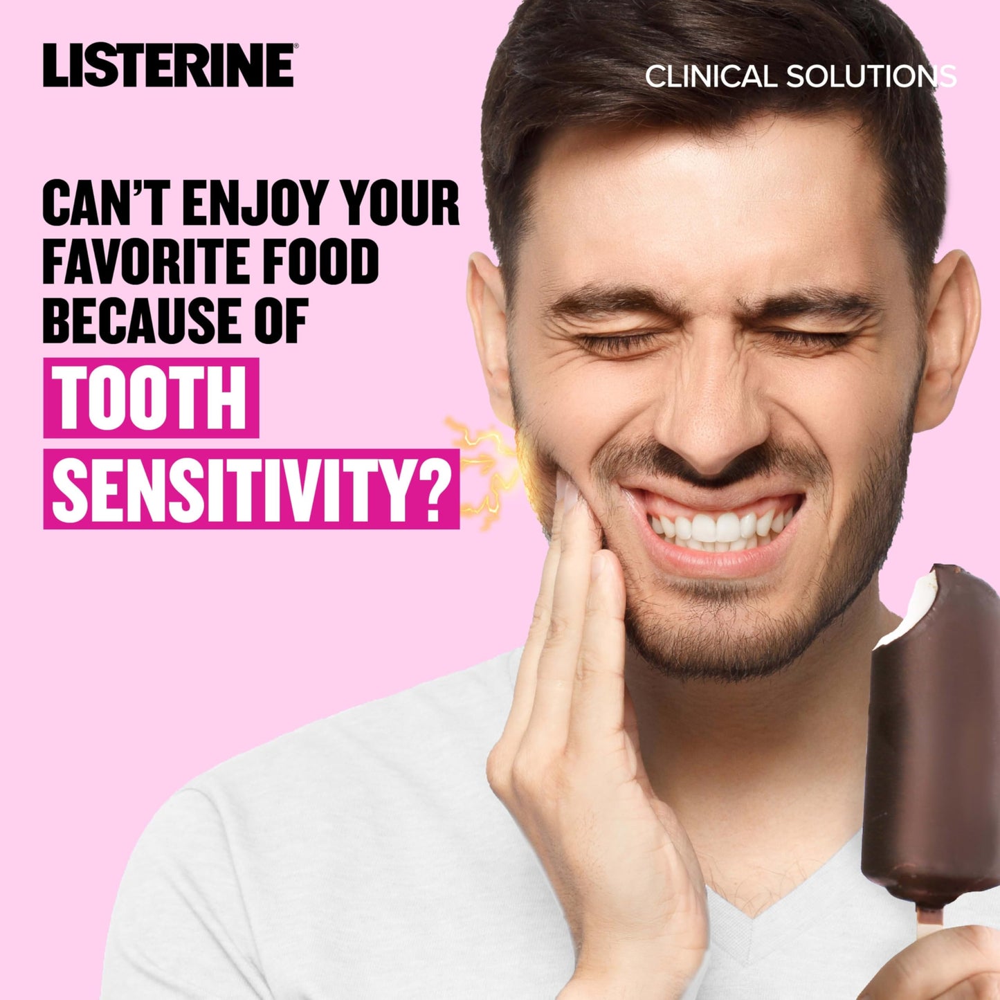 Listerine Clinical Solutions Sensitive Teeth Alcohol Free Mouthwash, Fresh Breath Dental Mouthwash Provides Protection & Relief from Tooth Sensitivity Pain, Daily Fresh Mint Oral Rinse, 500 mL