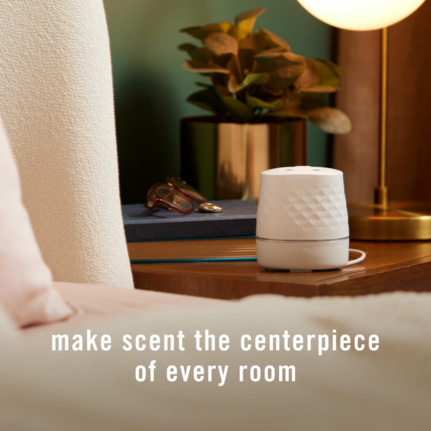Febreze PLUG Scent Booster Starter Kit, Oil Diffuser, Air Freshener Plug In, Continuous Scent Device + 2 Gain Original Refills