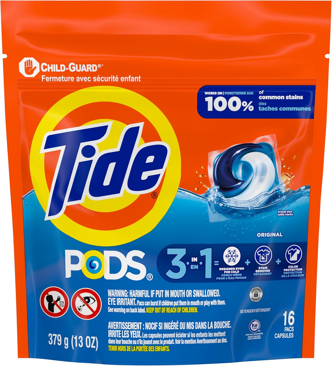 Tide Pods,Liquid Detergent, Original Scent, 16 count