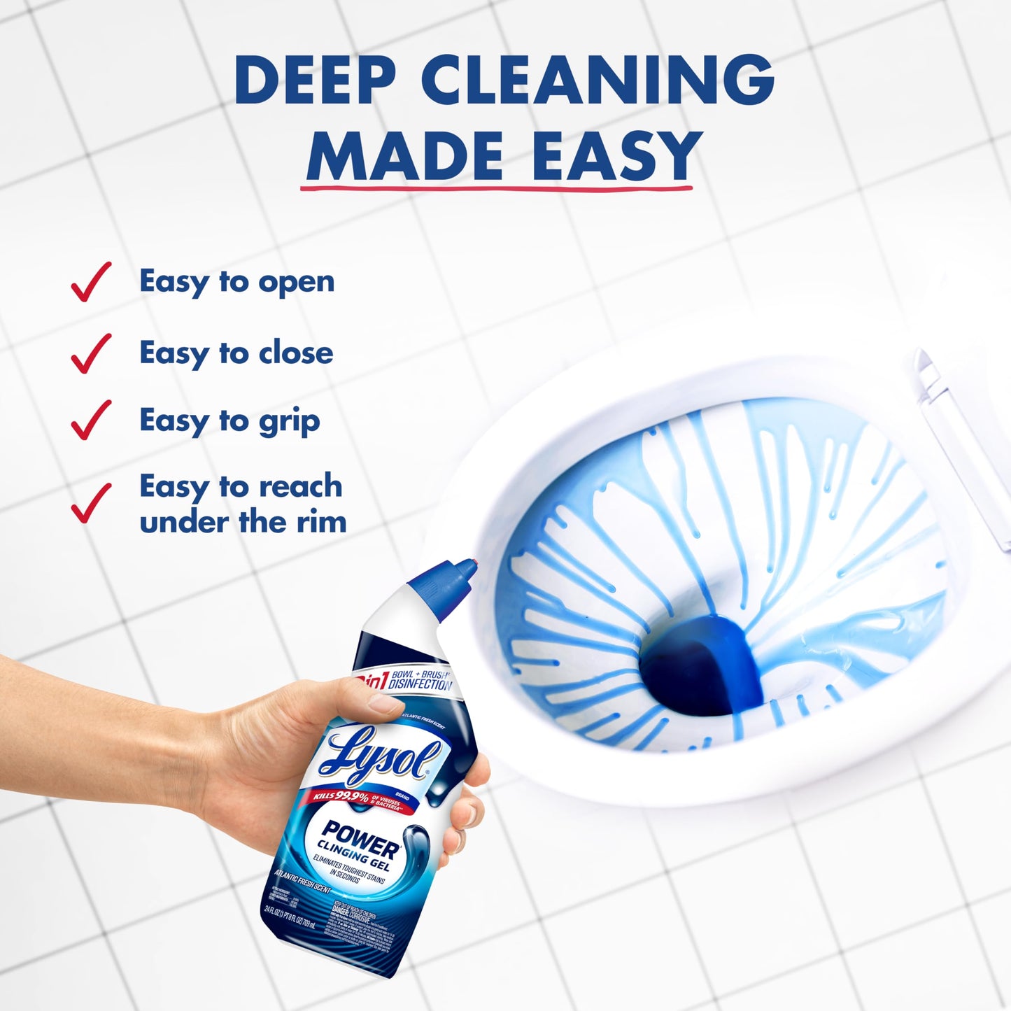 Lysol Power Toilet Bowl Cleaner Gel, For Cleaning and Disinfecting, Stain Removal, 24 Fl oz (2-pack),Packaging may vary
