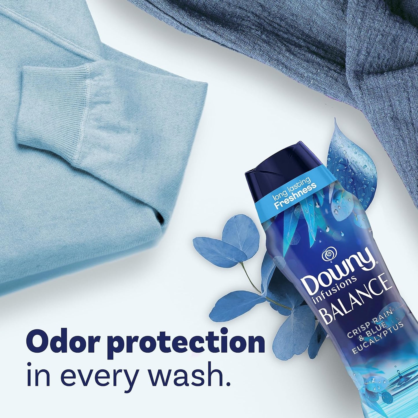 Downy Infusions In-Wash Laundry Scent Booster Beads, BALANCE, Crisp Rain and Blue Eucalyptus Scent, 30.1 oz