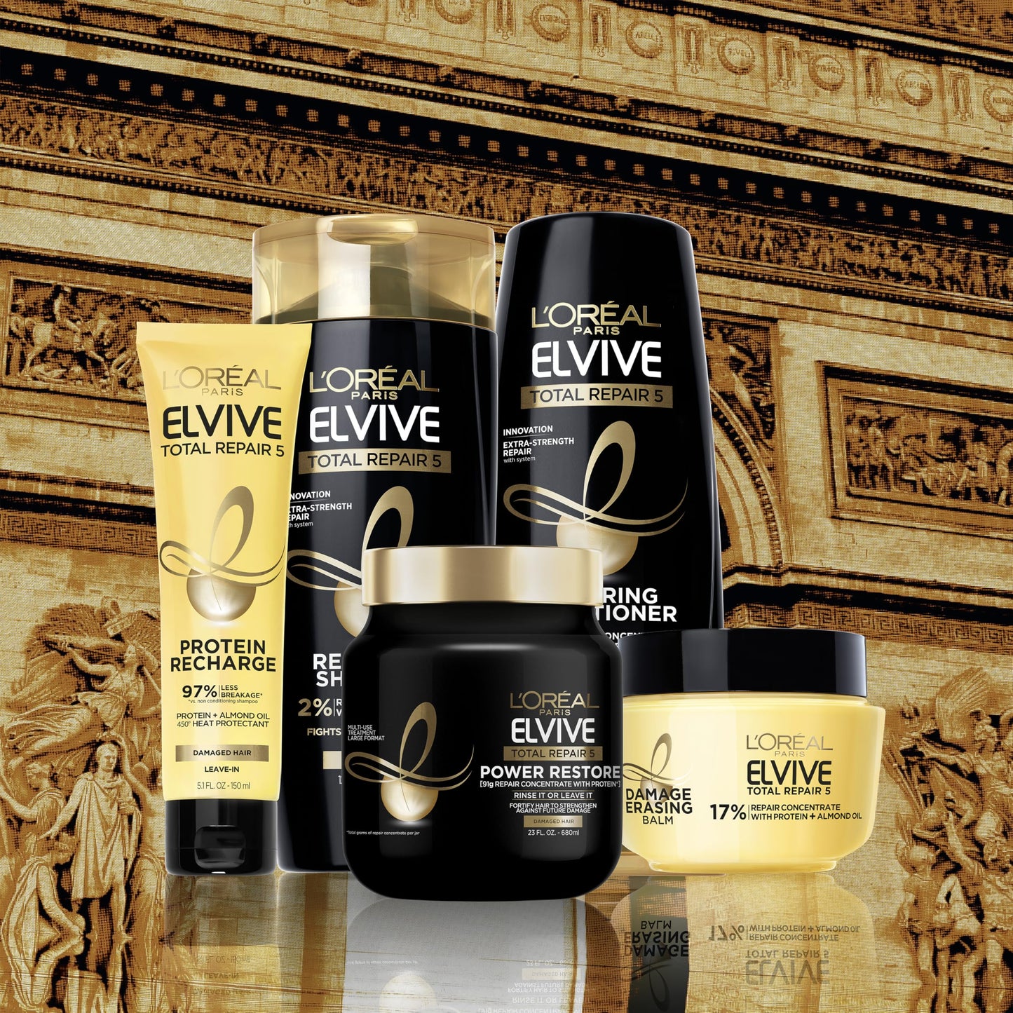 L'Oreal Paris Elvive Total Repair 5 Repairing Shampoo and Conditioner for Damaged Hair, 28 Ounce (Set of 2)