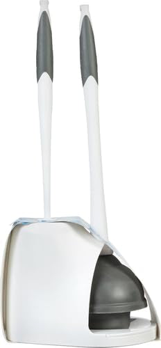 Clorox Toilet Bowl Brush & Plunger Combo Set with Storage Caddy - Toilet Plunger for Bathroom, Bathroom Organizers & Storage, Bathroom Accessories, Toilet Unclogger, Long Handled Toilet Brush