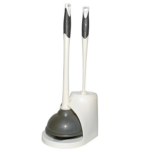 Clorox Toilet Bowl Brush & Plunger Combo Set with Storage Caddy - Toilet Plunger for Bathroom, Bathroom Organizers & Storage, Bathroom Accessories, Toilet Unclogger, Long Handled Toilet Brush