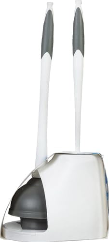 Clorox Toilet Bowl Brush & Plunger Combo Set with Storage Caddy - Toilet Plunger for Bathroom, Bathroom Organizers & Storage, Bathroom Accessories, Toilet Unclogger, Long Handled Toilet Brush