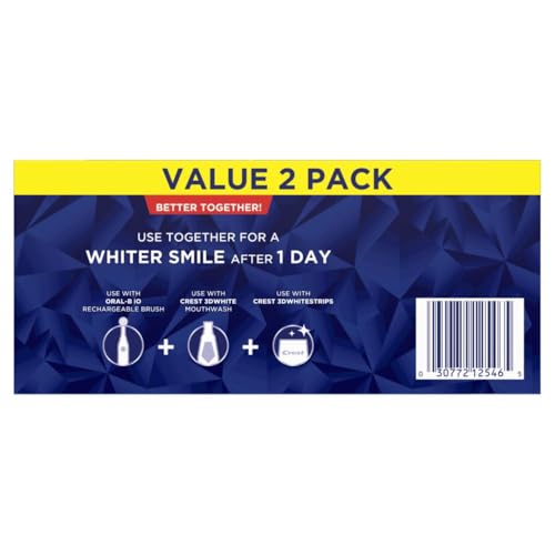 Crest 3D White Advanced Teeth Whitening Toothpaste, Radiant Mint, 3.3 oz, Pack of 2