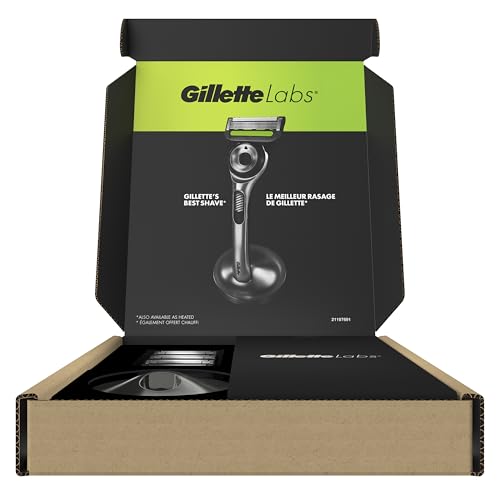 GilletteLabs with Exfoliating Bar by Gillette Razor for Men - 1 Handle, 4 Razor Blade Refills, Holiday Gifts for Men, Includes Premium Magnetic Stand
