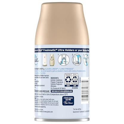Glade Automatic Spray Refill and Holder Kit, Air Freshener for Home and Bathroom, Clean Linen, 6.2 Oz, 2 Count