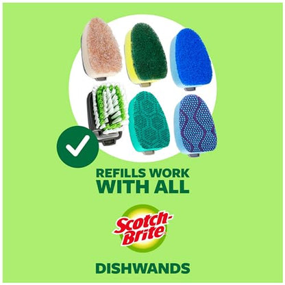 Scotch-Brite Heavy Duty Dishwand Kit, 1 Dish Wand & 7 Sponge Refills, Keep Hands Out of the Mess, Removes Stuck-on Food, Best for Cast Iron Skillets & Grill Grates, Fits all Scotch Brite Refills