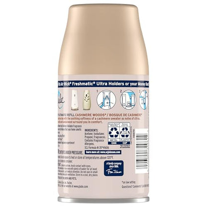 Glade Automatic Spray Refill and Holder Kit, Air Freshener for Home and Bathroom, Cashmere Woods, 6.2 Oz, 2 Count